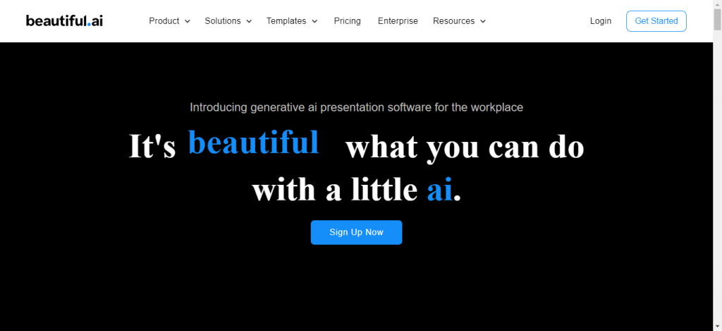 Beautiful.ai Home page
