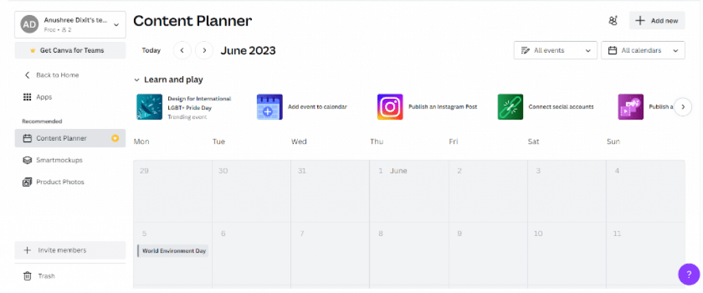 Canva Content Planner 