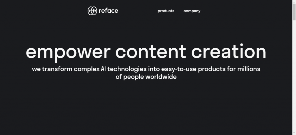 Reface home page