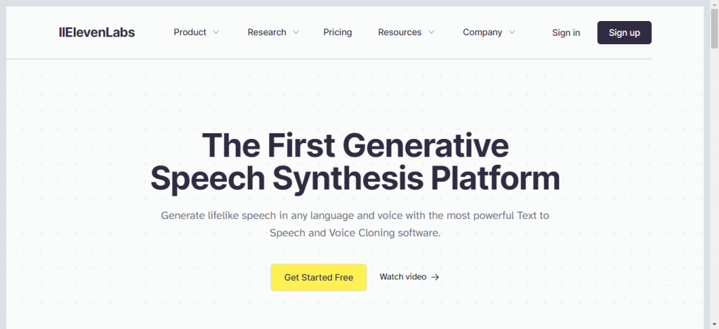 IIElevenLabs Home page
