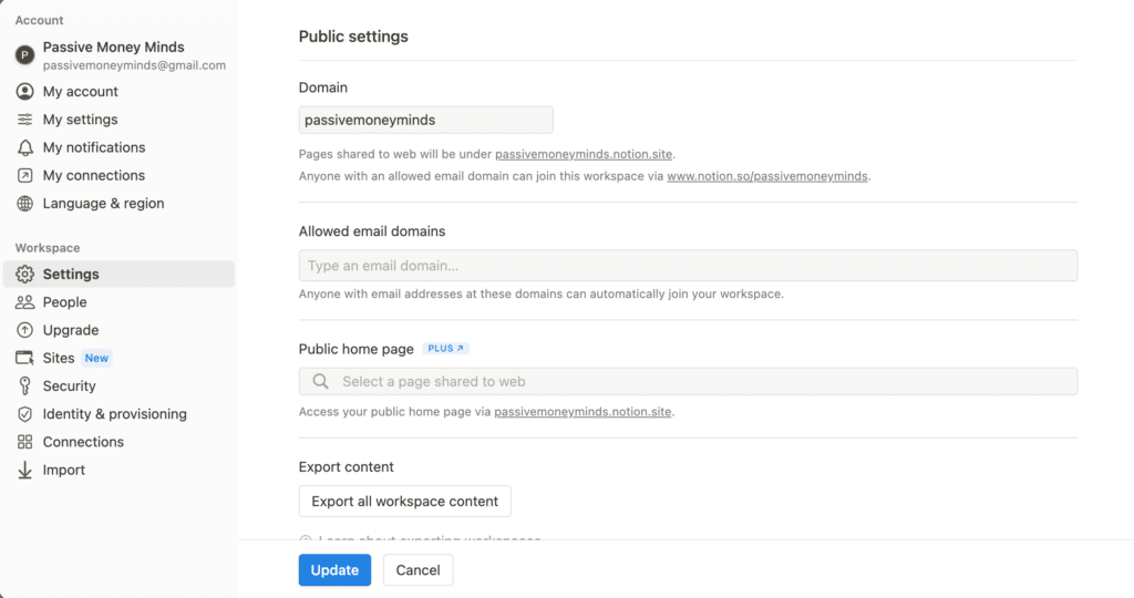 Personalize custom domain in Notion