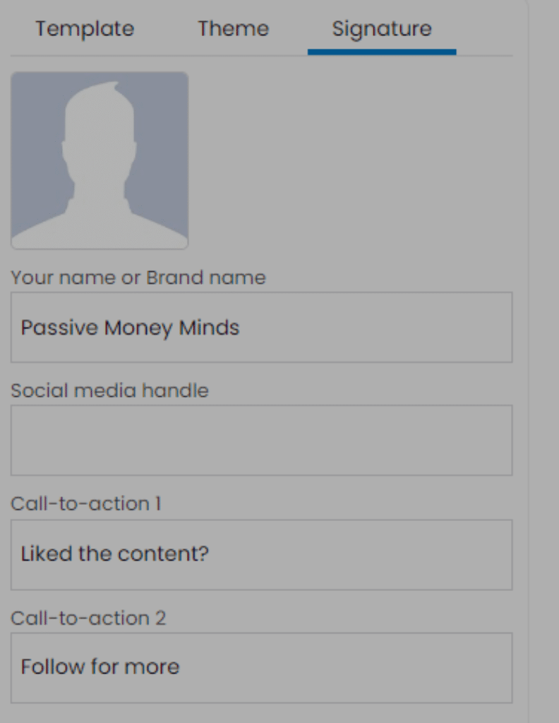 Image showing signature and CTA buttons on Dottypost.