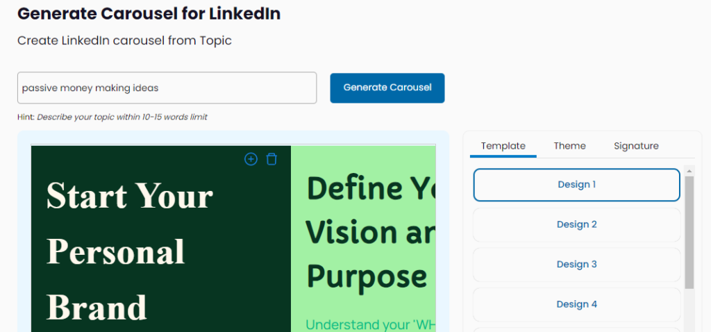 Image showing a sample carousel design.