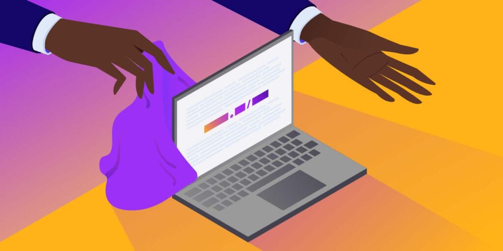 Image showing a laptop being hidden by a cloth
